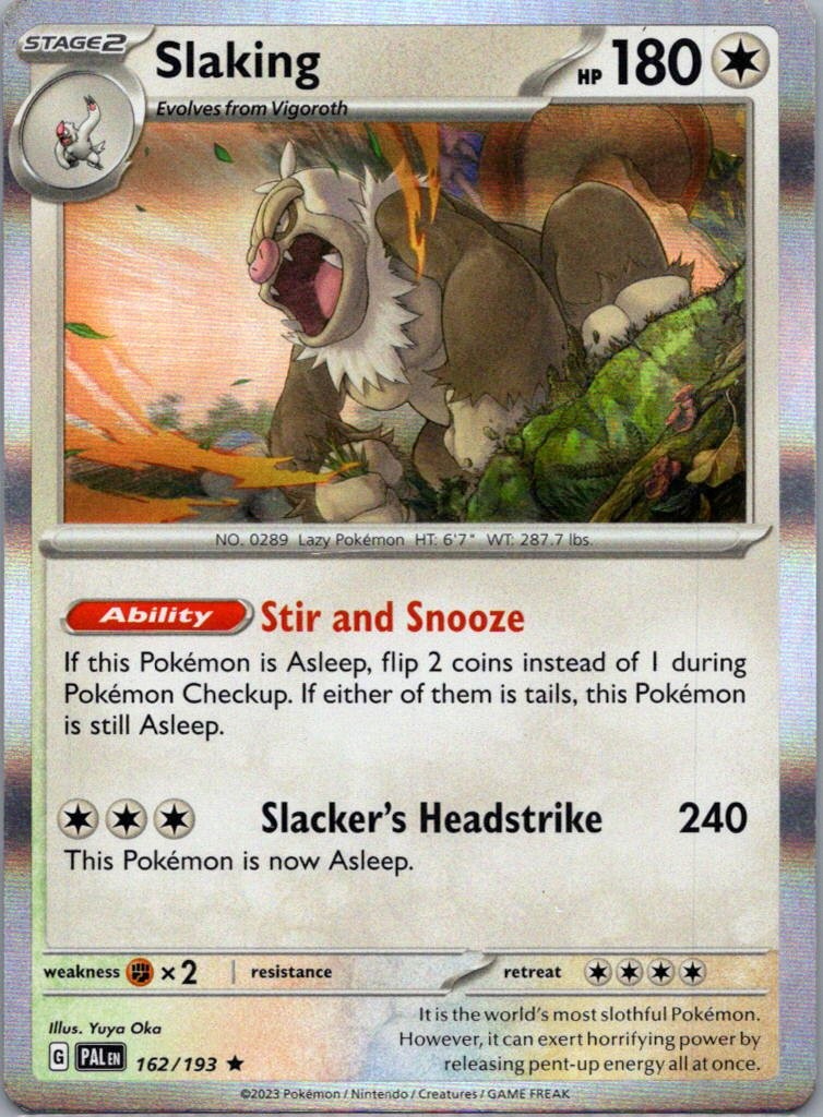 Pokemon TCG Slaking 162/193 Paldea Evolved Holo NM
