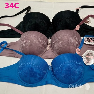 34C - NWT Floral Lace Light Padded Bras - 3 pcs Set
