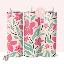 20oz Skinny Tumbler Sublimation Design Abstract Pink Flower Tropical Summer