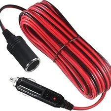 26FT Cigarette Lighter Extension Cord - 26 Feet 12V/24V Male Plug to Female Sock