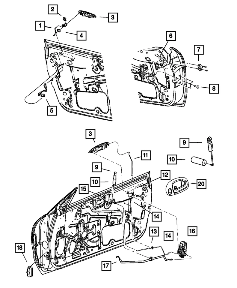 Manija exterior derecha puerta delantera Mopar original UC18AP4AB Foto 4 de 4