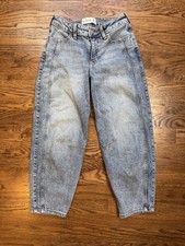 Abercrombie Kids Girls High Rise Barrel Jeans Light Wash Regular Size 9/10