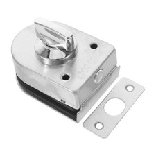 Frameless Glass Door Floor Bolt Lock - Stainless Steel Clamp-On No-Drill Latch