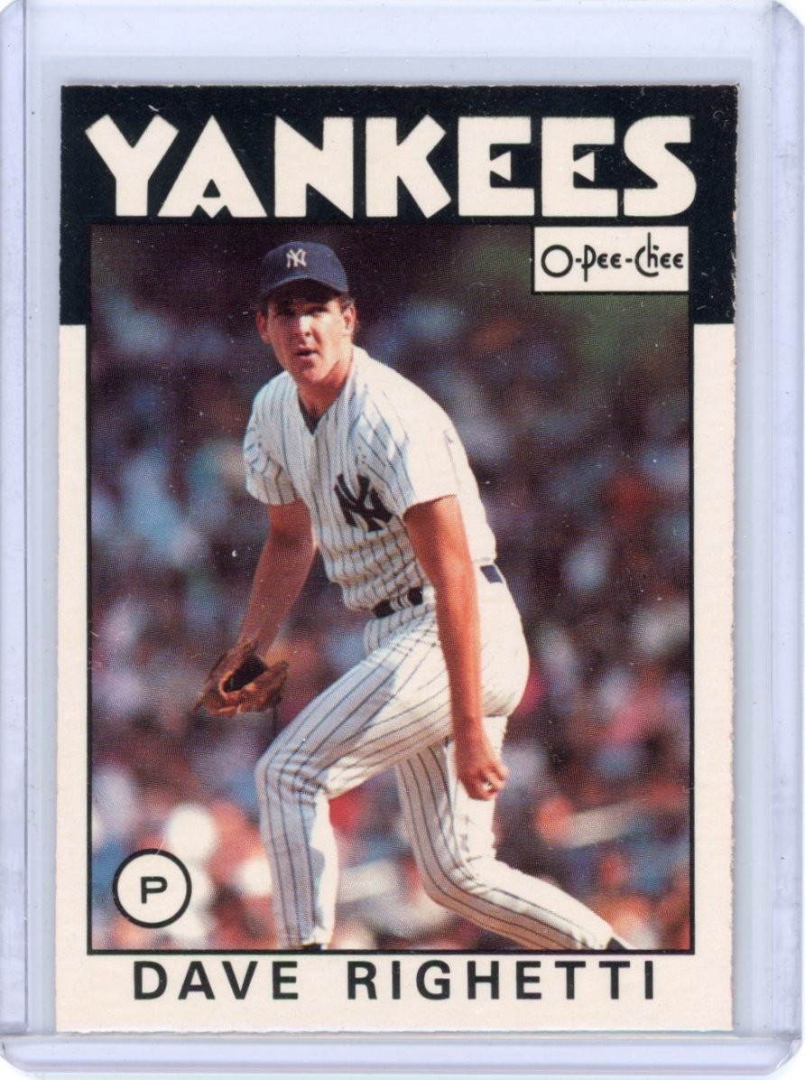 1986 O-PEE-CHEE OPC DAVE RIGHETTI #34 SET BREAK NEW YORK YANKEES