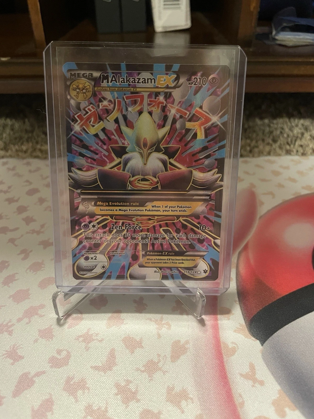 Deal for Pokemon Mega M Alakazam EX Full Art Ultra Rare Holo Card 118/124 Fates Collide