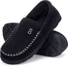 Men's Memory Foam Moccasin Slippers Warm Plush Indoor Outdoor House Shoes Gift