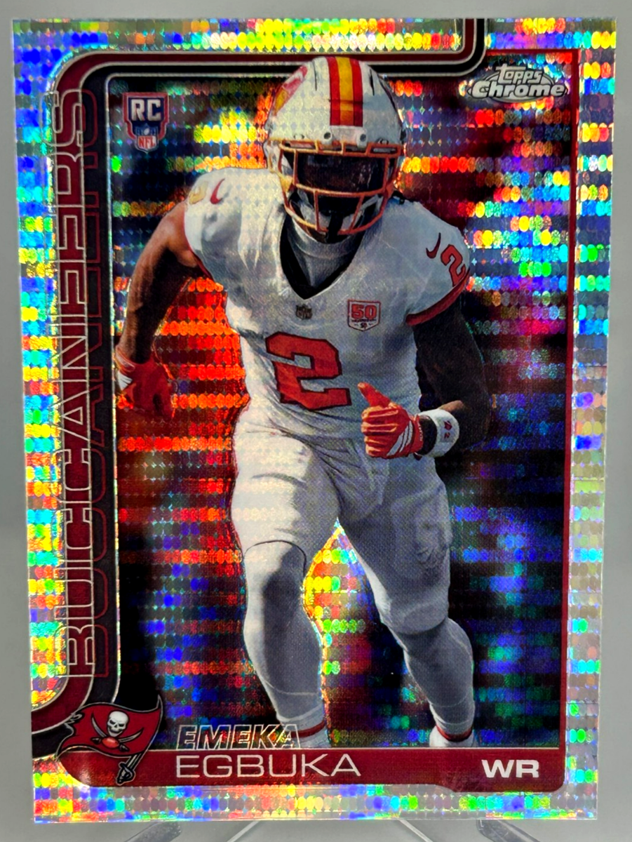 エルサ ファクシミリオートグラフカード 25/25 2025 Topps Chrome Emeka Egbuka Pulsar Refractor #312 (RC) Rookie