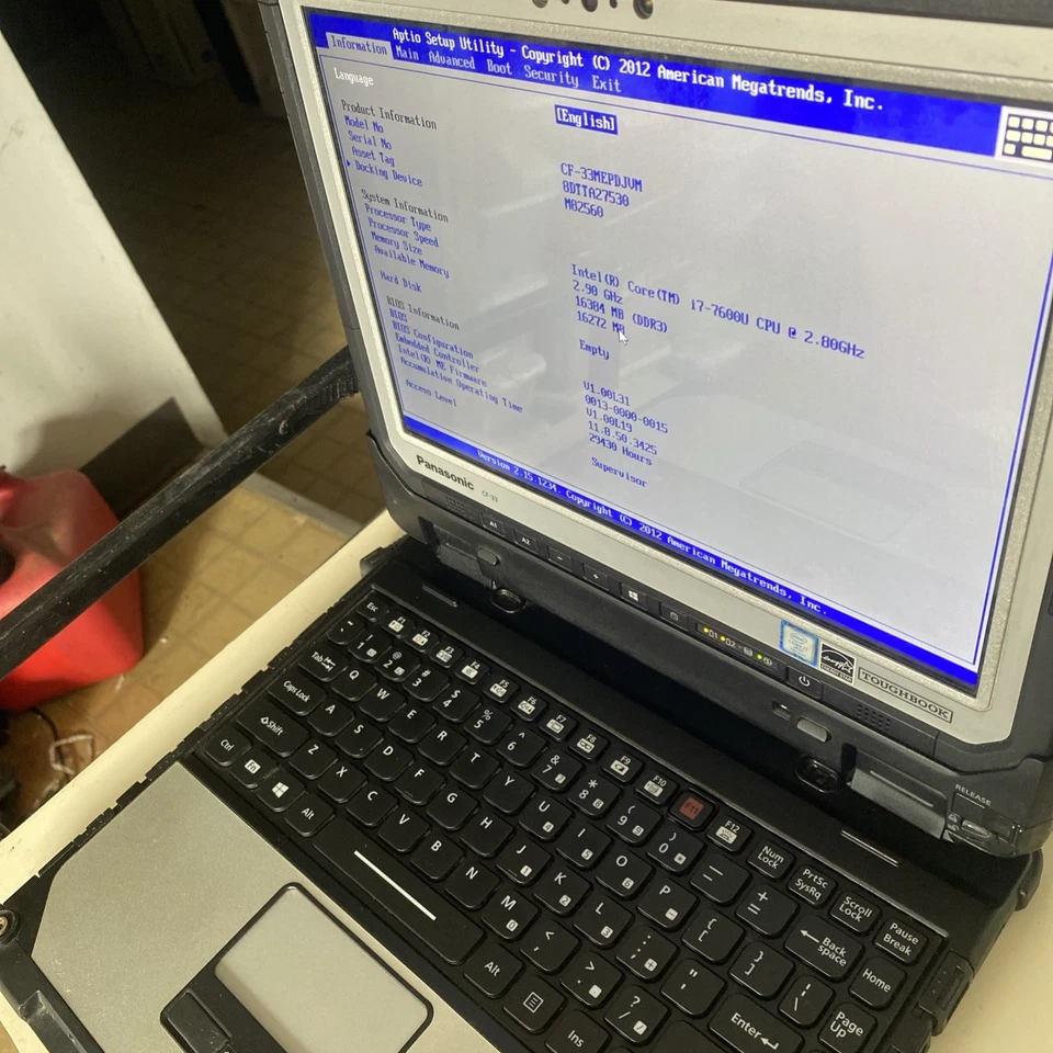 Panasonic CF-33 i7-7600U@2.8GHz 16GB/no SSD/GPS/bar code/2 batteries/ac/29430 Hr - Image 3 of 4