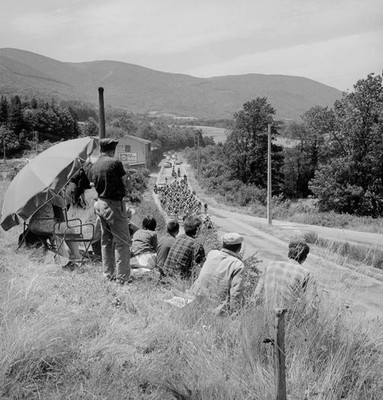Spectators of the Tour de France in the Pyrenees late 1960s Old Photo