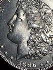 1896 P MORGAN SILVER DOLLAR--CRISPY SHARP HIGHER-GRADE CHOICE+ UNCIRCULATED