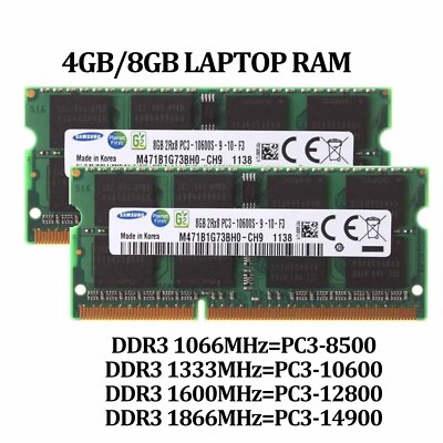 DDR3 1333MHz 16GB 8GB 4GB 2Rx8 PC3-10600S SODIMM Laptop Memory RAM Samsung  Lot