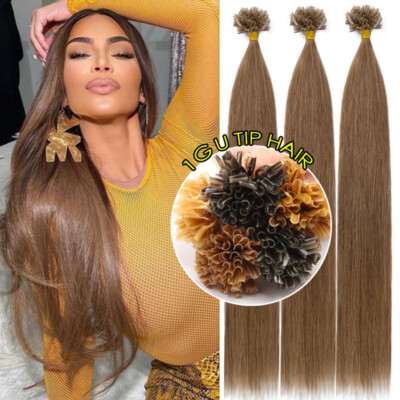 0.5g/s Keratin Bonded Nail U Tip 100% Real Human Hair Extensions Full Head Thick