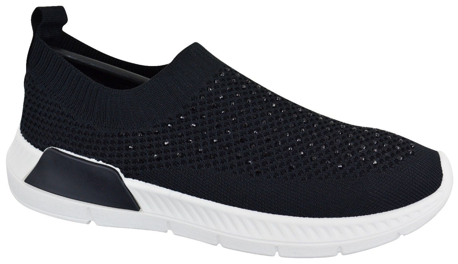 womens black diamante trainers