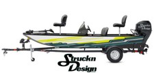 Boat Wrap Yellow White Cyan Vinyl Graphic Decal Kit Fishing Abstract Lines Tech