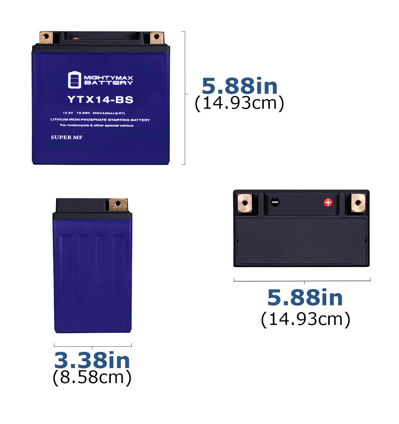 Mighty Max YTX14BS Lithium Battery Compatible with Yamaha YZFR1