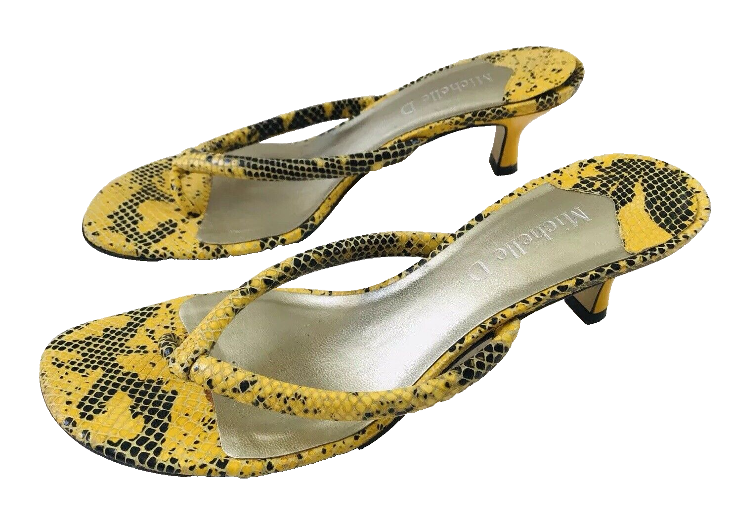 APL Scarpe sandali Michelle D donna tacco slip on slide taglia 6 5 giallo modello serpente