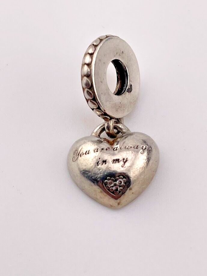PANDORA ALE 925 Sterling Silver CZ Mother Charm Always in My Heart 3465
