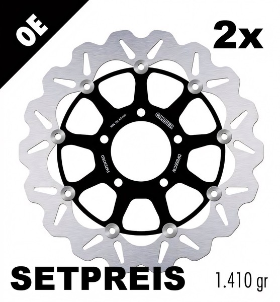Bremsscheibe Set Galfer 2X DF655CW Wave® Schwimmend Vorne 320X5Mm FüR Triumph-image