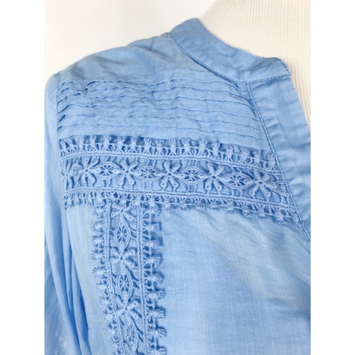 Soft Surroundings Top Womens Medium Blue Embroidered Layered Cami Beachy Boho - Picture 5 of 16