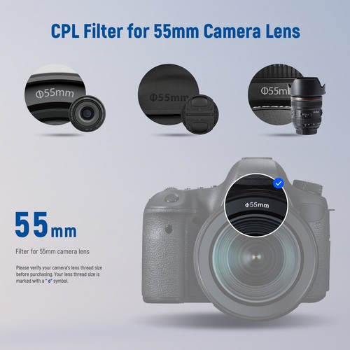 NEEWER 55mm Polarizer Filter CPL Filter with 30 Layers Nano Coatings Polarizing - Picture 8 of 8