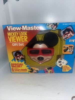 VIEW MASTER Vintage 1989 Tyco  3-D Disney Mickey Mouse Look Viewer Gift Set OB