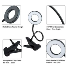 USB Reading Night Light Flexible LED Lamp Gooseneck Adjustable Clip-on Book Lamp