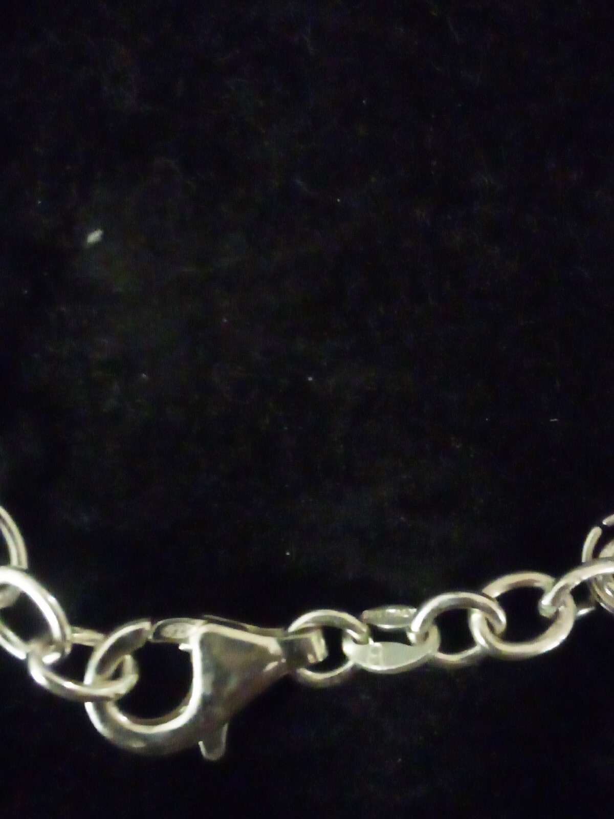 925 Solid Silver Loop Bracelet With Cloudy Green … - image 3