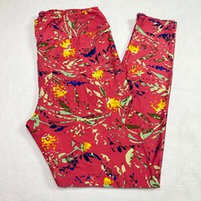 Lula Roe Womens Leggings Tall Curvy sz 12-18 Pink Multicolor Abstract Floral NEW