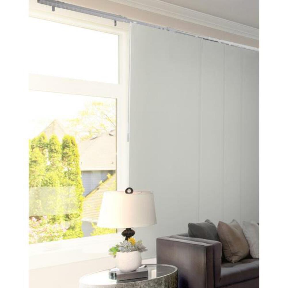 Movie Night Cut-to-Size Silver Blackout Adjustable Sliding Panel Track Blind wit