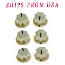 6-Pack Guitar Mini MXR Style AMP Knobs Effect Pedal Knob w/ Set Screw Aged White