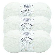  3 Pack Lion Brand Yarn 153-100 Feels Like Bliss Bulky Yarn, White