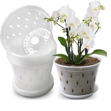 1/5PC Clear Plastic Orchid Pots With Holes Clear Flower Pot Succulents Plant