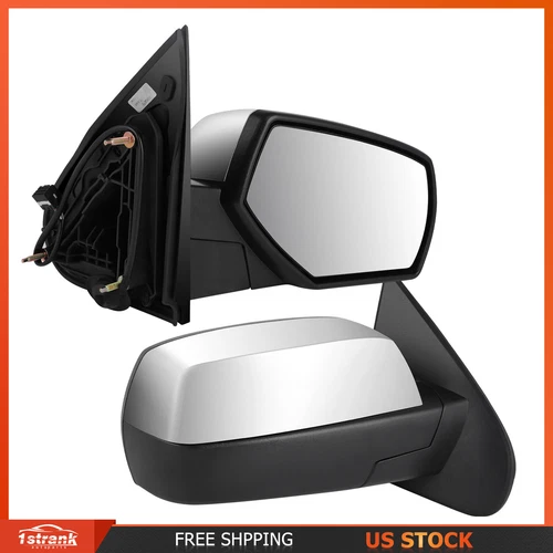 Fits 2015-18 Chevy Silverado Chrome Passenger Side Mirror Power Heated Manual