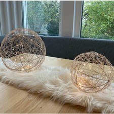 Drahtkugel champagnerfarben 15 o. 20 o. 30 LED's Kugelleuchte Timer Batterie