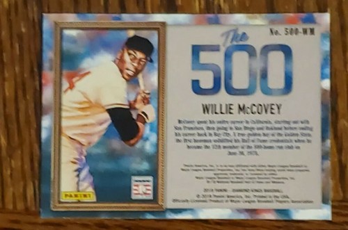 Wille McCovey 2018 Panini Diamond Kings The 500 #18 San Francisco Giants - Picture 2 of 2