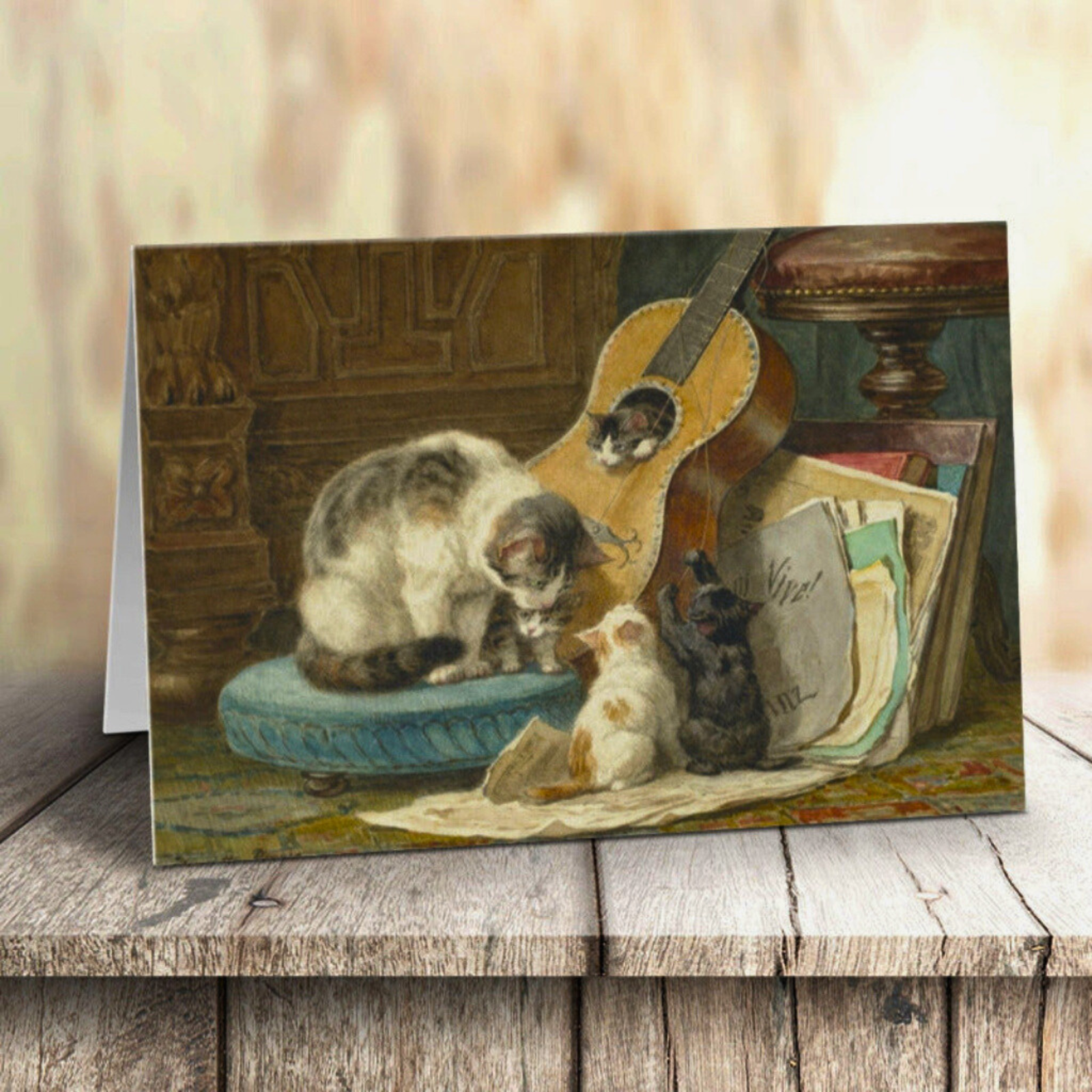 Cat and Kittens Greeting Card Blank Greetings Cards Birthday Cats The Musicians