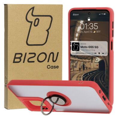 Handyhülle mit Fingergriff für Motorola Moto G55 5G Bizon Case Cover Tasche Rot