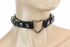Funk Plus Heart D Ring Gothic Punk Bondage Alternative Emo Choker Necklace FC365