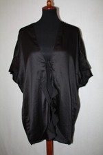 Victoria Secret One Size Black Liquid Satin Tied Short Robe Love Graphic
