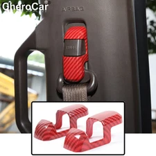 Car Seat Safety Belt Cover Trim Red Carbon Fiber Accessories for Ford F150 2015+