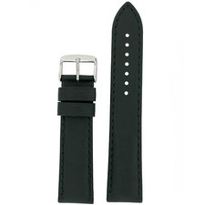 Watch Band Long Length Black Leather Mens 18mm - 24mm