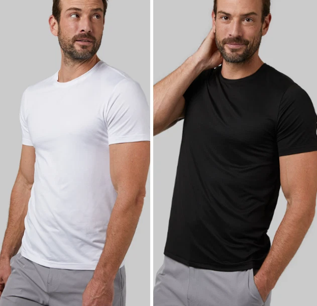 32 Degrees Mens Short Sleeve Crew Neck Cool Tee, 2 Pack, Black and White, Medium