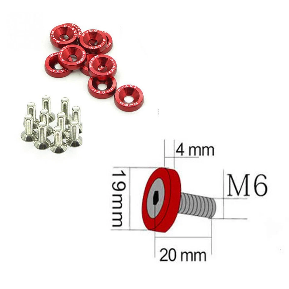 Kits de pernos de aluminio para guardabarros arandela de parachoques de aluminio Billet de 20 piezas multicolores Foto 2 de 4