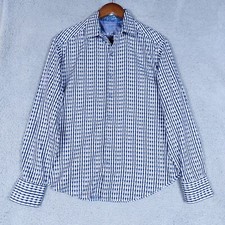 Robert Graham Shirt Men XL Blue White Plaid Long Sleeve Button Up Dress Casual