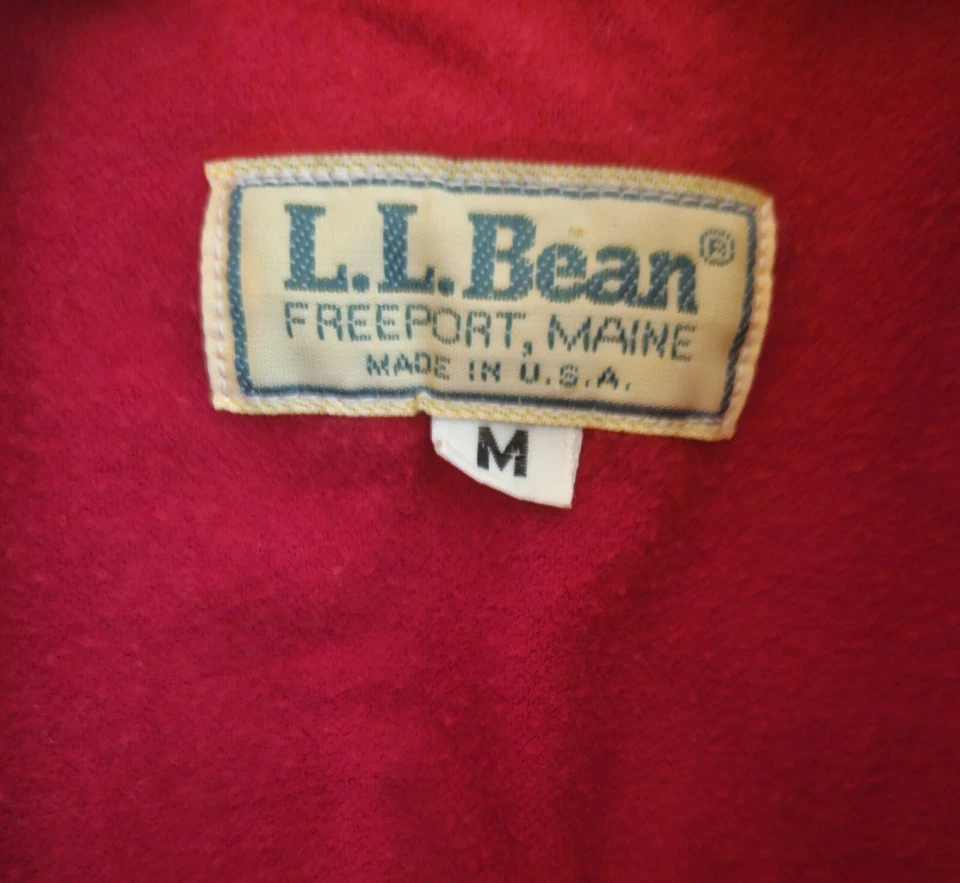 De colección L.L. Camisa Gamuza Bean Algodón Pesado Cierre a Presión Roja Hecha en EE. UU. Talla Mediana Foto 2 de 4