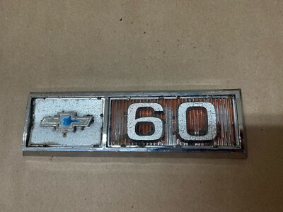 1965 Chevy C60 Truck Bowtie Fender Emblem CHROME/RED 65