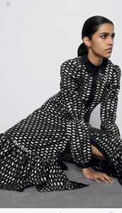 zara midi shirt gold dress sleeves xl pattern sold