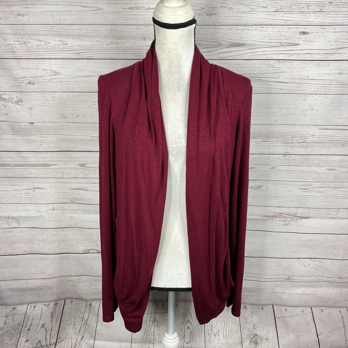 Mix by 41 Hawthorn Womens Open Front Cardigan Size Medium Red Long Sleeve