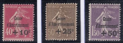 FRANCE : SERIE CAISSE D'AMORTISSEMENT N° 266/268 NEUVE ** GOMME SANS CHARNIERE - Photo 1/2