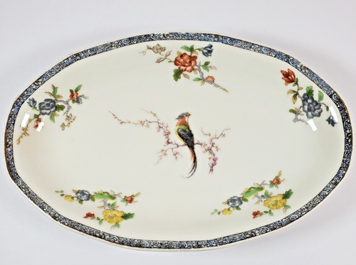 Limoges Haviland Frankreich "Paradies" ovale Servierplatte blauer Rand 9" L x 5,5" B - Bild 3 von 9